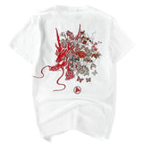 Camiseta con Bordado de Dragón Japonés Blanco