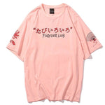 Camiseta con Estampado de Geisha Japonesa Rosa