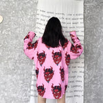 Camisa Japonesa Demasiado Grande Para Mujer Rosa Espalda