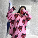 Camisa Japonesa Demasiado Grande Para Mujer Rosa Modelo