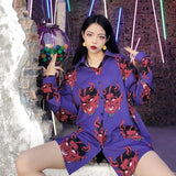 Camisa Japonesa Demasiado Grande Para Mujer Violeta Modelo