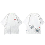 Camiseta con Bordado de Grulla Japonesa Blanco