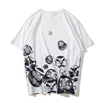 Camiseta con Estampado Japonés de Daruma Blanco Espalda