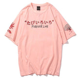 Camiseta con Estampado de Geisha Japonesa Rosa