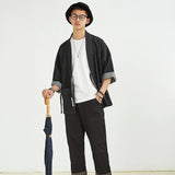 Cárdigan Tipo kimono Para Hombre Negro