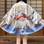 Chaqueta Estilo Kimono Fénix para Mujer Blanco Espalda