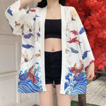 Chaqueta Estilo Kimono Fénix para Mujer Blanco Frente