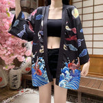 Chaqueta Estilo Kimono Fénix para Mujer Negro Frente