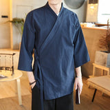 Chaqueta Kimono Con Doble Botón Azul Cerrado