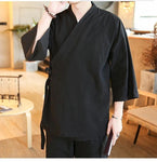 Chaqueta Kimono Con Doble Botón Negro