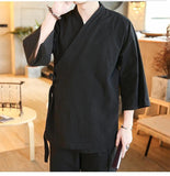 Chaqueta Kimono Con Doble Botón Negro