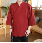 Chaqueta Kimono Con Doble Botón Rojo Cerrado