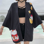 Chaqueta Kimono De La Suerte Para Mujer Negro Frente