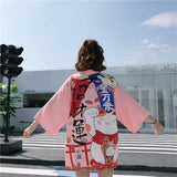 Chaqueta Kimono De La Suerte Para Mujer Rosa Espalda