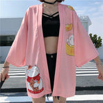 Chaqueta Kimono De La Suerte Para Mujer Rosa Frente