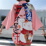 Chaqueta Kimono De La Suerte Para Mujer Rosa Mangas