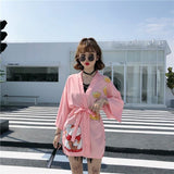 Chaqueta Kimono De La Suerte Para Mujer Rosa Modelo