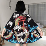 Chaqueta Kimono Oriental Dragón para Mujer Negro Espalda