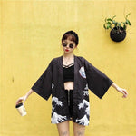 Chaqueta Kimono Para Mujer Con Estampado Japonés Pecho