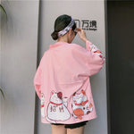 Chaqueta Kimono Para Mujer Gato Chino De La Suerte Rosa Modelo