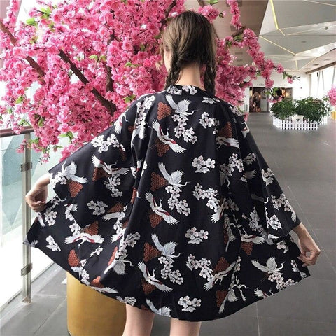 Chaqueta Kimono Para Mujer Haru Negro Espalda