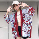 Chaqueta Kimono Roja Para Mujer Modelo Mangas