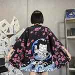 Chaqueta Kimono para Mujer Sakura Negro Espalda