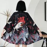 Chaqueta de Espíritu Kimono Japonés para Mujer Negro Espalda