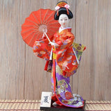 Figura Geisha Paraguas Japonesa Rojo