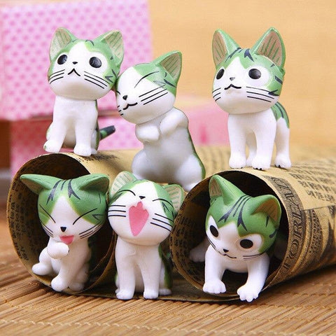 Figuras de Gatos Japoneses Jardín en Miniatura Seis