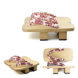 Geta Japonesa de Madera Clara Hanao Rojo y Blanco