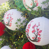 Juego De 3 Lámparas De Bola Japonesas Con Flor De Cerezo En Árbol