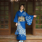 Kimono Japonés Mujer Azul Rey Manga