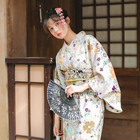 Kimono Japonés Tradicional Para Mujer Largo