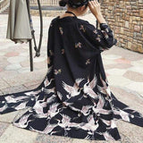 Kimono Mujer Largo Vuelo de Grullas Espalda