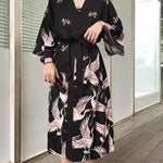 Kimono Mujer Largo Vuelo de Grullas Frente