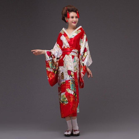 Kimono Tradicional Japonés Para Mujer - Beniiro Mangas