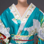Kimono Tradicional Japonés Para Mujer - Turquesa Pecho