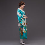 Kimono Tradicional Japonés Para Mujer - Turquesa Perfil