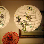 Lámpara De Papel Con Patrón De Bambú Japonés Colgado