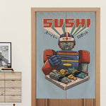 Noren Japonés Robot Y Sushi Colocado