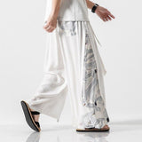 Pantalones Japoneses de Pierna Ancha Para Hombre Blanco
