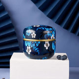 Pequeña Caja De Té Japonés De Metal Azul Marino