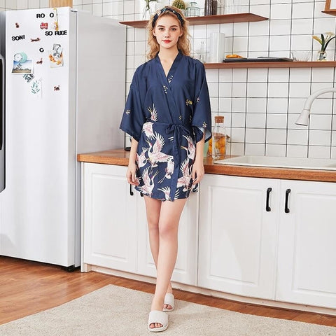 Pijama Kimono Mujer Azul Frente