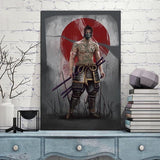 Pintura De Guerrero Samurái Japonés Sin Marco Colocado