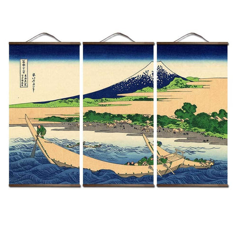 Pintura Japonesa Costa De La Bahía De Tago