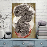 Pintura Japonesa Dragón Ryu Sin Marco Colocado