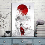 Pintura Japonesa Geisha Bajo El Cerezo Sin Marco