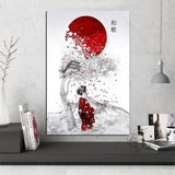 Pintura Japonesa Geisha Bajo El Cerezo Sin Marco
