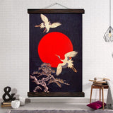 Pintura Japonesa Pareja De Grullas Con Marco